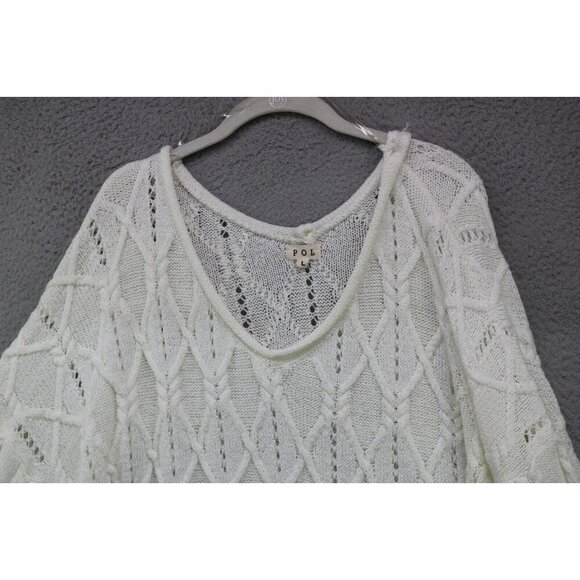 POL Open Knit Oversized Cable Knit Sweater-Large-Cottagecore-3/4 Belled Sleeves - Picture 2 of 11